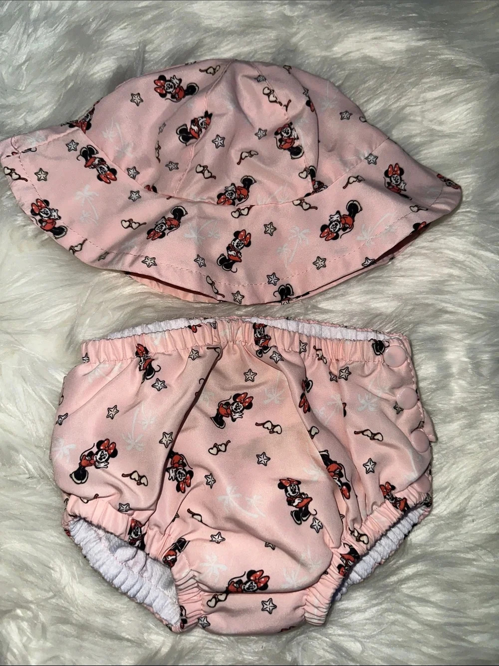 Disney Pink Minnie Mouse Bucket Hat and Bloomers Set